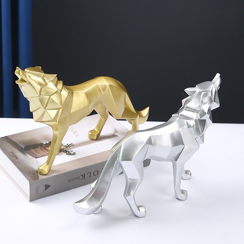 Wolf skulptur geometrisch deko - geometrisch,