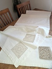 Leinentischtuch, Tafeltuch,schweres Leinen mit toller Stickerei. Handarbeit!!