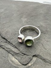 925 Silber Ring Turmalin Grün