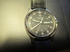 Victorinox Schweizer Armee Fieldforce Chrono Stahl Leder Datum Herren Uhr 241852