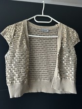 Kurzes Strickjäckchen / Bolero mit Goldpailletten