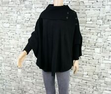 FORTE DAMEN REINES KASCHMIR PONCHO ROLLKKRAGEN PULLOVER SCHWARZ S M 