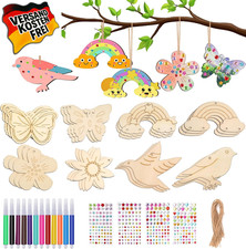 Bastelsets Kinder Schmetterling Blume Vogel Regenbogen Holzanhänger DIY Kinderge