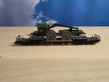 Kranwagen mit Schwerlast Wagon (Kabeltrommeln) Spur N (14)