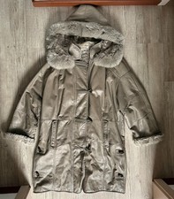 Damen echt Ledermantel Pelz