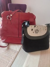 2 Ledertasche rot Glattleder