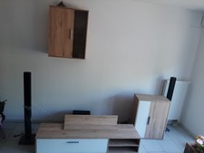 Wohnwand Eiche Hell / Perlweiß