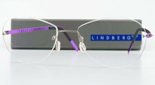 LINDBERG Brille Spirit Titanium Col P77 Silber Lila Glanz Randlos Damen Vintage
