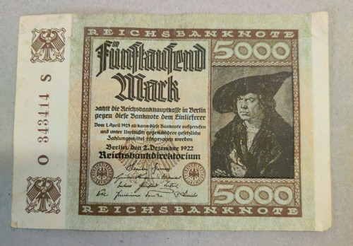 5000 mark reichsbanknote 1922 - 5000,