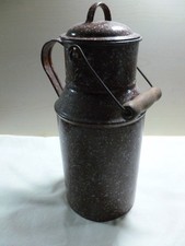 Blechkanne emailliert braun mit Deckel und Henkel