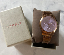 Esprit Uhr 106702 Edelstahl Rosegold Flieder Lila Ziffernblatt neuw.