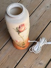 Dekorative Lampe  in Vasenform Rosen Motive beige orange 33 cm hoch 
