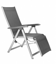 Kettler, klappbarer Relaxsessel Basic in silber/anthrazit, +  Doppler- Auflage