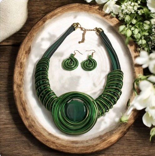 Schmuck set gigantischer grün - schmuck-set,