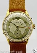 RECORD GENEVE DOUBLÈ HERRENUHR VOLLKALENDER MONDPHASE aus den 40er/50er Jahren