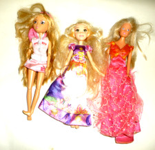 3 x Puppen Disney Rapunzel Prinzessin ca.26 cm Puppe im Sportkleid & Kleid rosa