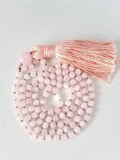 Mala Kette Rosenquarz 108 Perlen handgefertigt Glückskette Meditation & Yoga