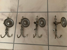 4 Stück Wandhaken zinnfarben vintage retro Kleiderhaken Garderobenhaken