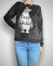 Schwarzer Plüsch Pullover mit