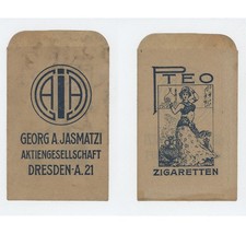 Jasmatzi Zigarettenfabrik Dresden Pteo Zigaretten Tabaktüte Reklame historisch