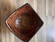 Orangerote Eckige Mosaikschale, Dekoschale, handgearbeitete Keramik & Glas