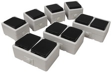 Aufputz Steckdosen Serie von "Taff" IP44 Außen Feuchtraum Set "Werkstatt" 7tlg.