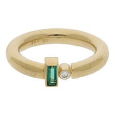 Smaragd Brillant Ring 750/ 18 K Gold Vintage Gelbgoldschmuck Weite 53 R04.3566