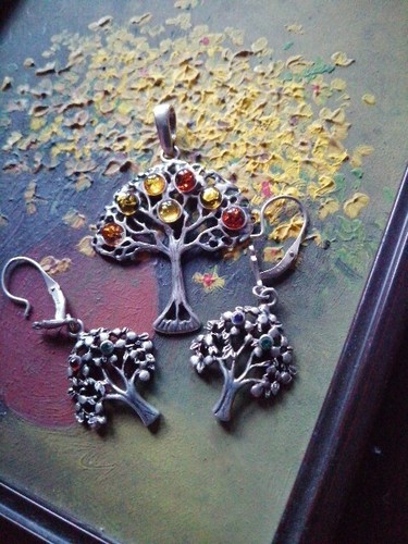 Silber schmuckset bernstein - ,
