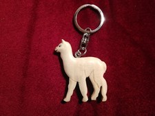 Alpaka Schlüsselanhänger Lama (weiss) aus Holz "Maddox"