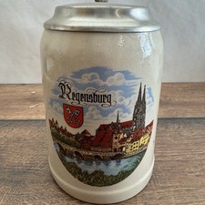 Regensburg Bierkrug Zinndeckel
