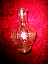 Glasvase Preßglas bauchige Flaschenform  BLASENDEKOR  Höhe 18 cm dickwandig