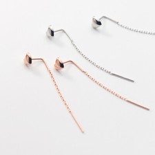 Damen Ohrringe Durchzieher Herz Sterling Silber 925 Ohrhänger