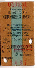 Bahnticket: Deutschland: Nürnberg nach Neumarkt etc., 1931