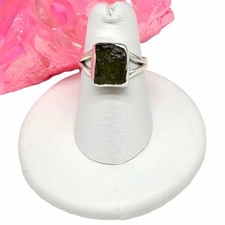 Moldavit Ring Größe 6 massiv