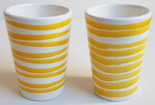 Gmundner Keramik Set 2 Becher Gelbgeflammt Vintage Austria