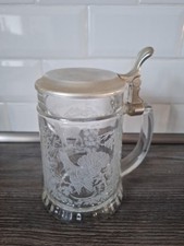 Bierkrug mit Deckel Glas