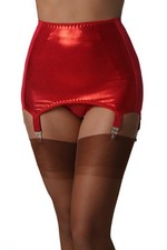 Rotes glänzendes Mieder mit 6