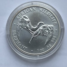 1 OZ 2002 Ag 999 ELEPHANT AFRICAN WILDLIEBE - BANK OF ZAMBIA