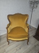 Antiker Louis XV-Stil Sessel – Echtholz & Samtbezug