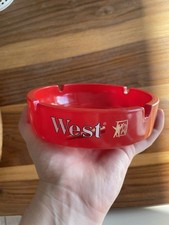 West Aschenbecher Ascher Glas Rot 14,5 cm Retro Vintage Kult made in france