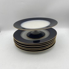 6 Vintage Limoges Frankreich Blau Porzellan Teller 10 Zoll mit Kuchenständer