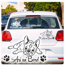 Auto Aufkleber Französische Bulldogge Name an Bord Hund Pfoten Sticker A437