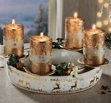 Adventskranz NEU Kerzenhalter in creme-weiss Weihnachten mit Sterne und Hirsch