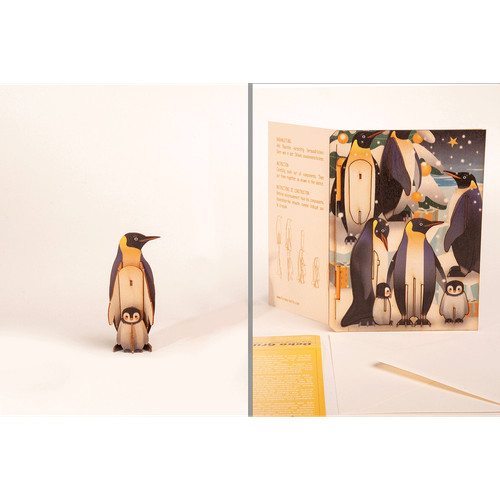 Holzpostkarte pinguine - 3d-holzpostkarte, »pinguine«.