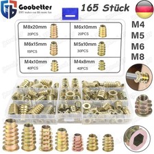 165tlg Einschraubmutter Gewindeeinsatz Holz Einschraubmuffen Sortiment M4 M5-M8