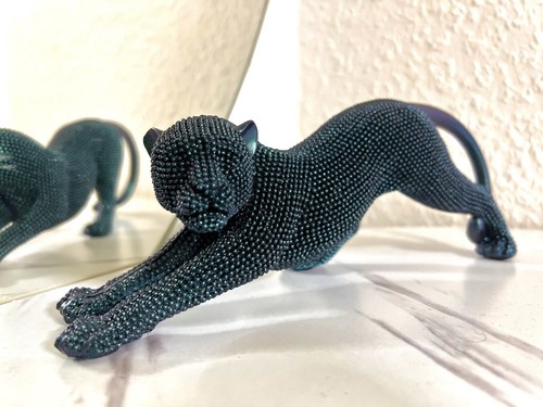 Statue leopard dunkel blau - statue,
