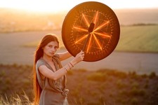 Stimmbare Schamanentrommel "Feuerstern", Heilige Vegane Trommel 24 Zoll,...