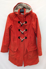 Boden Jacke Damen UK 10 orange Baumwolle Duffle Regenmantel Fleece gefüttert Knebelreißverschluss