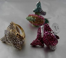 Glitzernder Delfin Dolphin Ring mit vielen Strassteinen Farb und Größen Auswahl