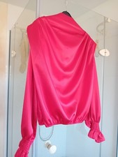 Satinbluse XL Neu Wasserfall Rot